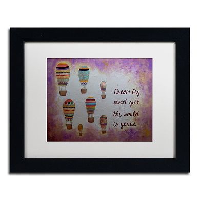 Trademark Fine Art "Hot Air Balloons & A Sweet Girl" Black Framed Wall Art
