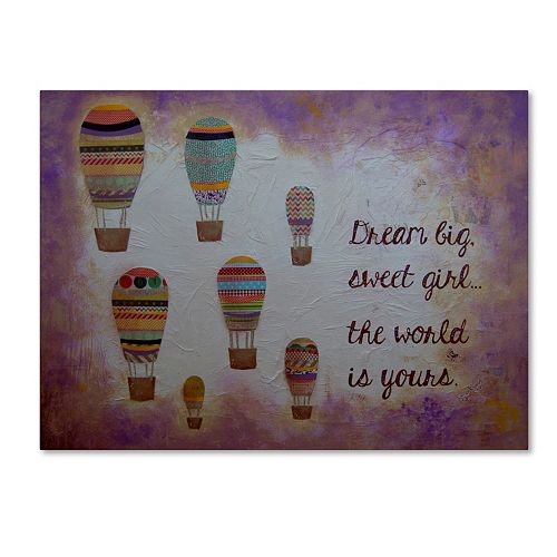 Trademark Fine Art Hot Air Balloons & A Sweet Girl Canvas Wall Art