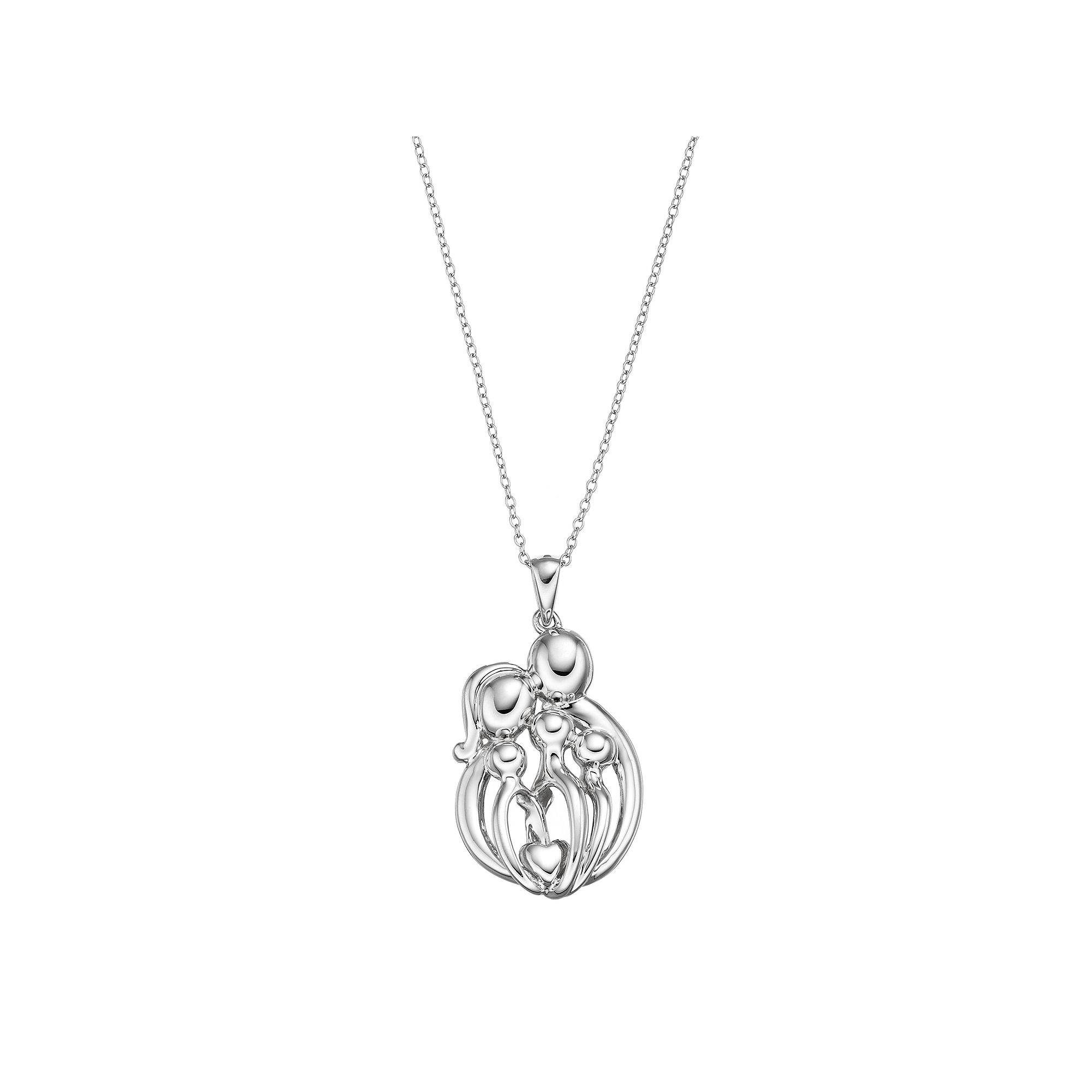 Sentimental Expressions Sterling Silver Family Of 5 Necklace, Womens, Siz