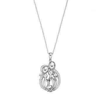 Sentimental Expressions Sterling Silver Cubic Zirconia Family Of 5 Necklace