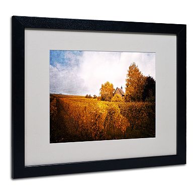 Trademark Fine Art "Light in Vineyards" Black Framed Wall Art