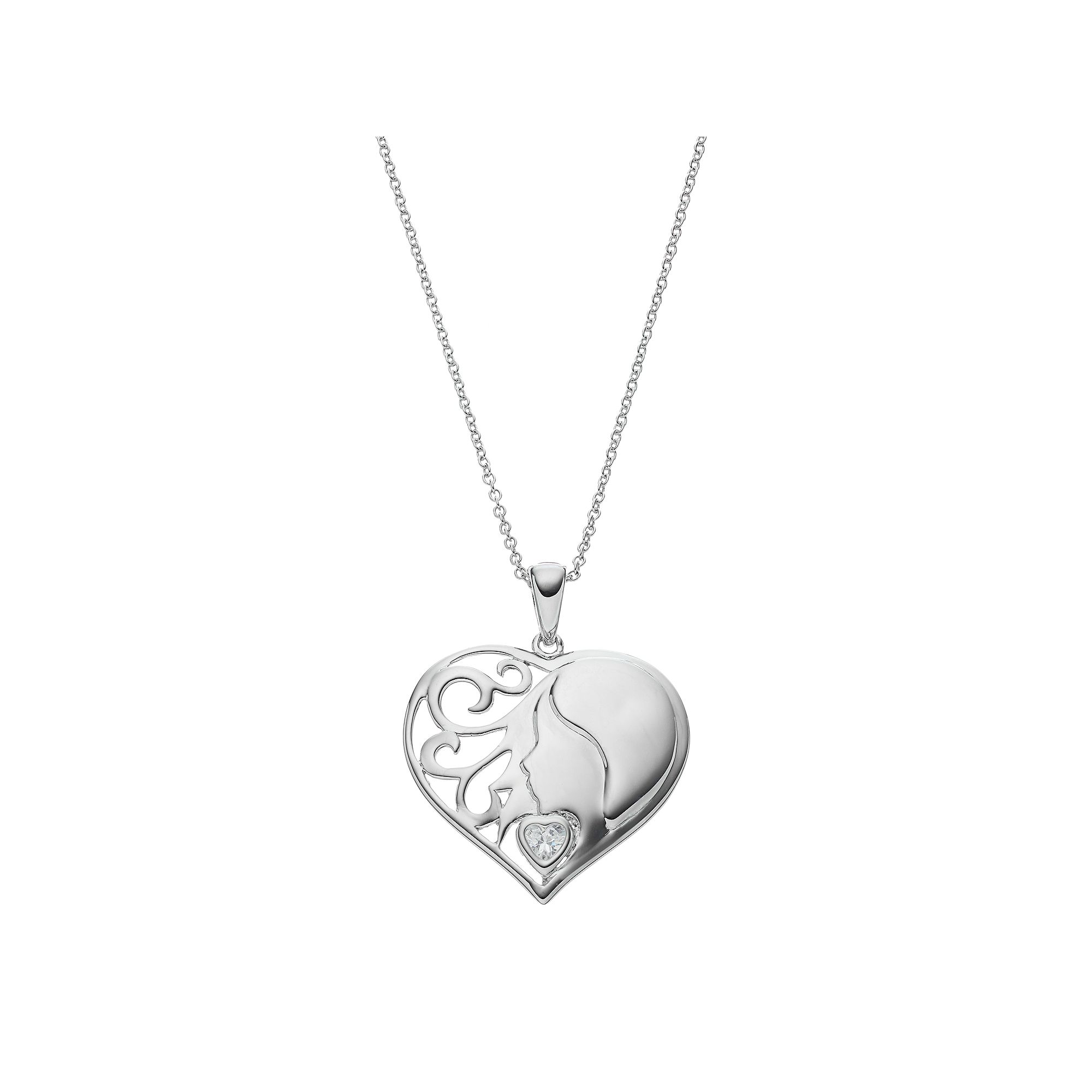 Sentimental Expressions Sterling Silver Cubic Zirconia Daughter Heart Neck