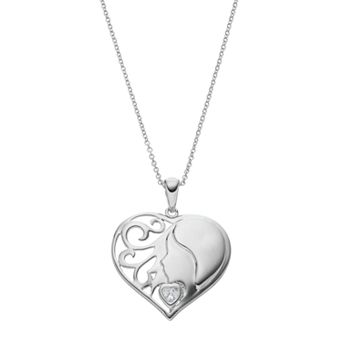 Sentimental Expressions Sterling Silver Cubic Zirconia Daughter Heart Necklace