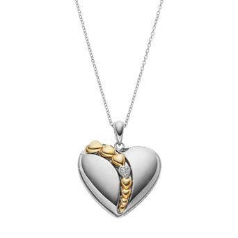 Sentimental Expressions Two Tone Sterling Silver Cubic Zirconia Heart Necklace