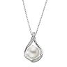Sentimental Expressions Sterling Silver Freshwater Cultured Pearl & Cubic Zirconia Forever Embrace Necklace