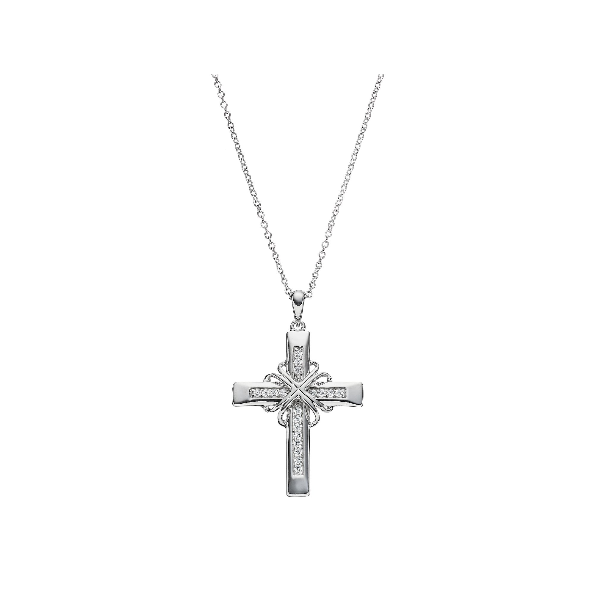Sentimental Expressions Sterling Silver Cubic Zirconia Steadfast Love Cros