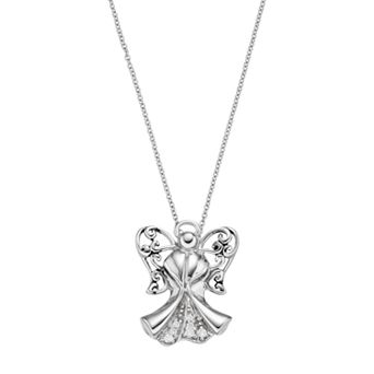 Sentimental Expressions Sterling Silver Cubic Zirconia Angel of Strength Necklace
