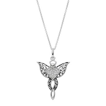 Sentimental Expressions Sterling Silver Cubic Zirconia Angel of Blessing Necklace