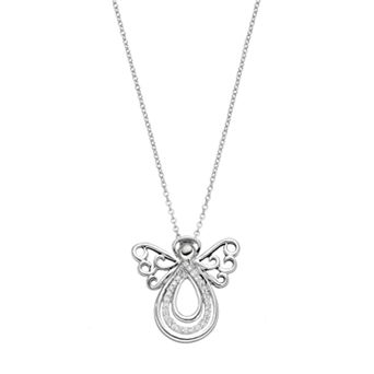 Sentimental Expressions Sterling Silver Cubic Zirconia Angel of Comfort Necklace