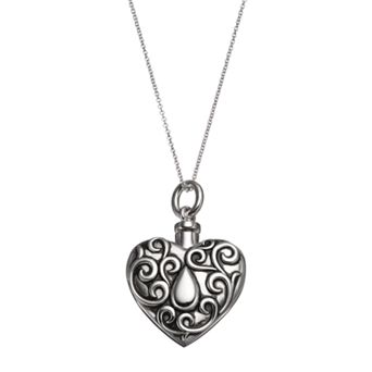Sentimental Expressions Sterling Silver Heart Rememberance Ash Holder Necklace