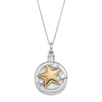 Sentimental Expressions Two Tone Sterling Silver Star Rememberance Ash Holder Necklace