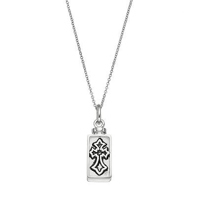 Sentimental Expressions Sterling Silver Cross Rememberance Ash Holder Necklace