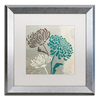 Trademark Fine Art Wellington Studio "Chrysanthemums II" Silver Finish Framed Wall Art