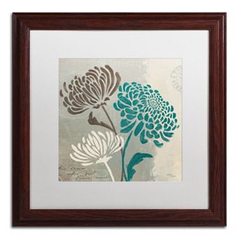 Trademark Fine Art Wellington Studio "Chrysanthemums II" Wood Finish Framed Wall Art