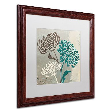 Trademark Fine Art Wellington Studio "Chrysanthemums II" Wood Finish Framed Wall Art