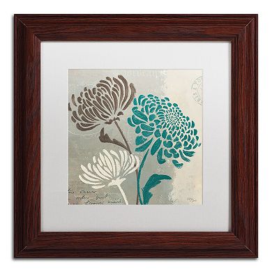 Trademark Fine Art Wellington Studio "Chrysanthemums II" Wood Finish Framed Wall Art