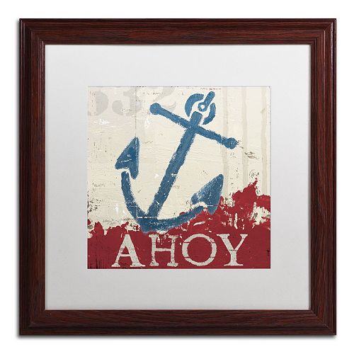 Trademark Fine Art Wellington Studio Nautical IV Red Wood Finish Framed Wall Art