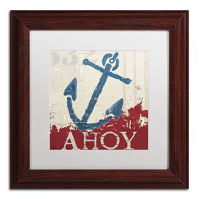Trademark Fine Art Wellington Studio "Nautical IV Red" Wood Finish Framed Wall Art