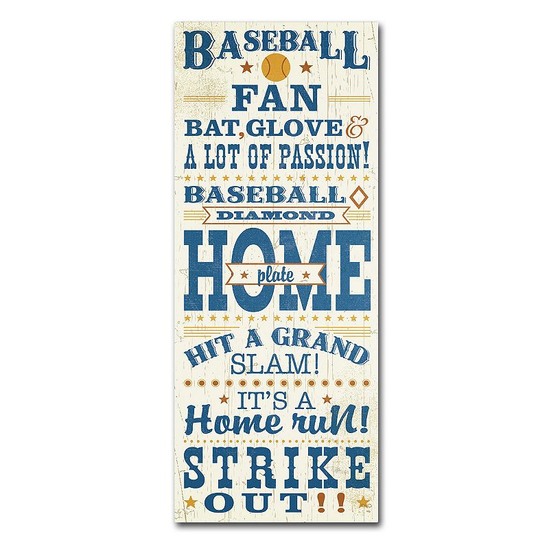 Trademark Fine Art Sport Lover II Baseball Canvas Wall Art, Blue, 14X32