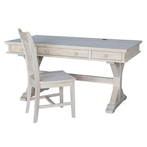 International Concepts Canyon White Desk & Office Chair 2-piece Set