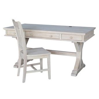 International Concepts Canyon White Desk & Office Chair 2 pc Set