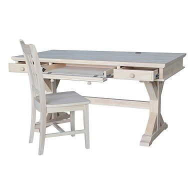 International Concepts Canyon White Desk & Office Chair 2-piece Set