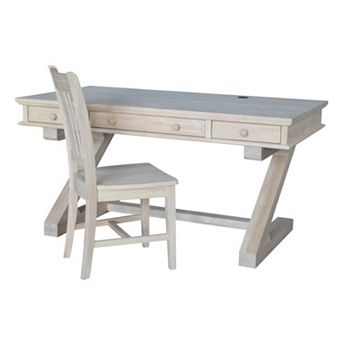 International Concepts Zodiac White Desk & Office Chair 2 pc Set