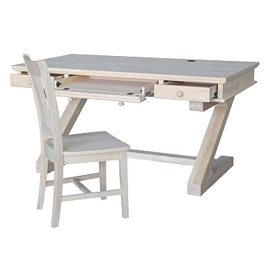 International Concepts Zodiac White Desk & Office Chair 2-piece Set