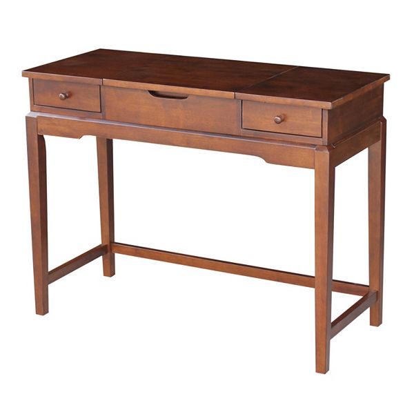 International Concepts Espresso Lift Top Vanity Table