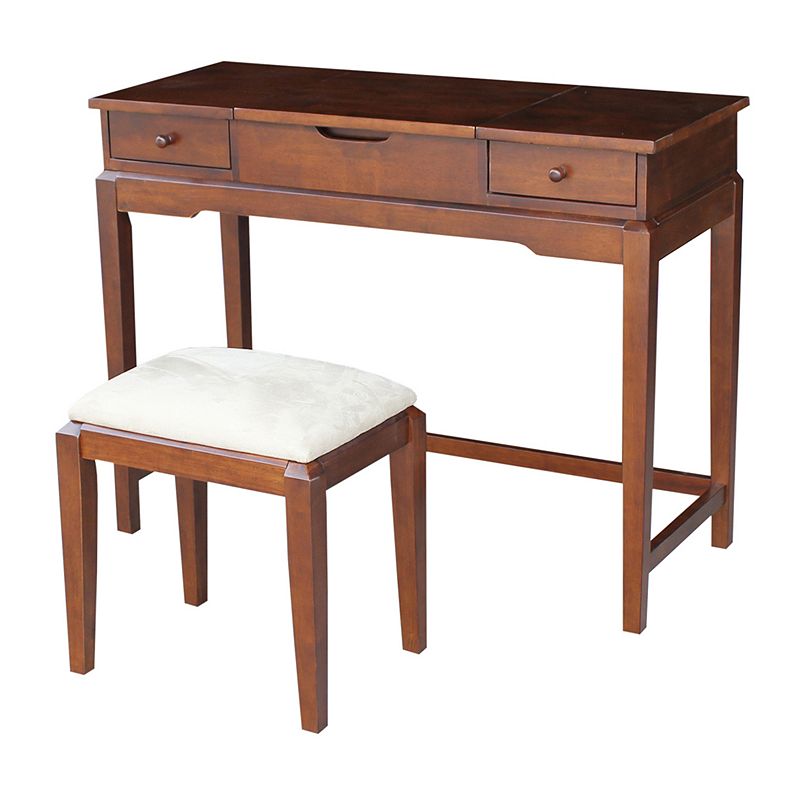 International Concepts Vanity Table & Bench 2-piece Set, Brown