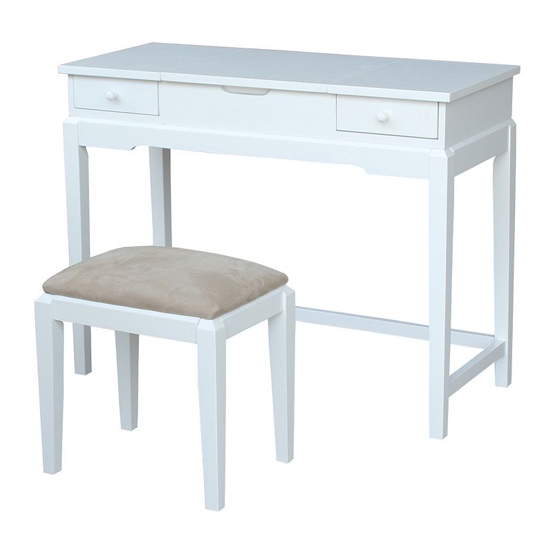 International Concepts Vanity Table & Bench 2-piece Set, White