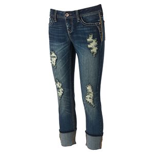 Juniors' Hydraulic Bailey Low Rise Ripped Ankle Skinny Jeans