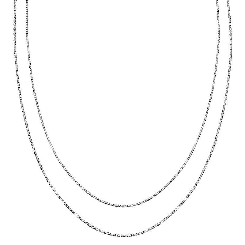 PRIMROSE Sterling Silver Box Chain Necklace Set, Womens, Grey