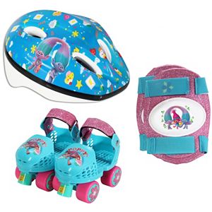 DreamWorks Trolls Poppy Youth Glitter Roller Skates, Knee Pads & Helmet Set by PlayWheels