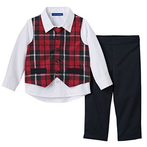 Baby Boy Matt's Scooter Plaid Vest, Shirt, Pants & Tie Set