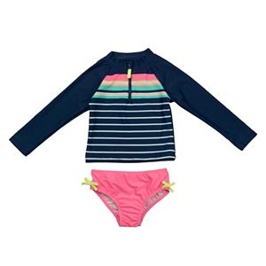 Baby Girl Carter's Long Sleeve Stripe Rashguard & Bottoms Swimsuit Set