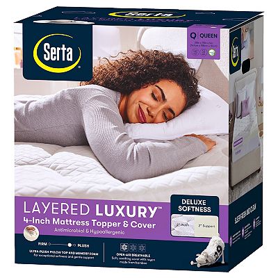 Serta 2+2 Layered Luxury Memory Foam Mattress Topper