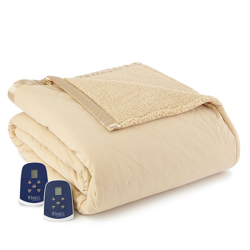 57376440 Micro Flannel to Sherpa Heated Blanket, Brown, Ful sku 57376440