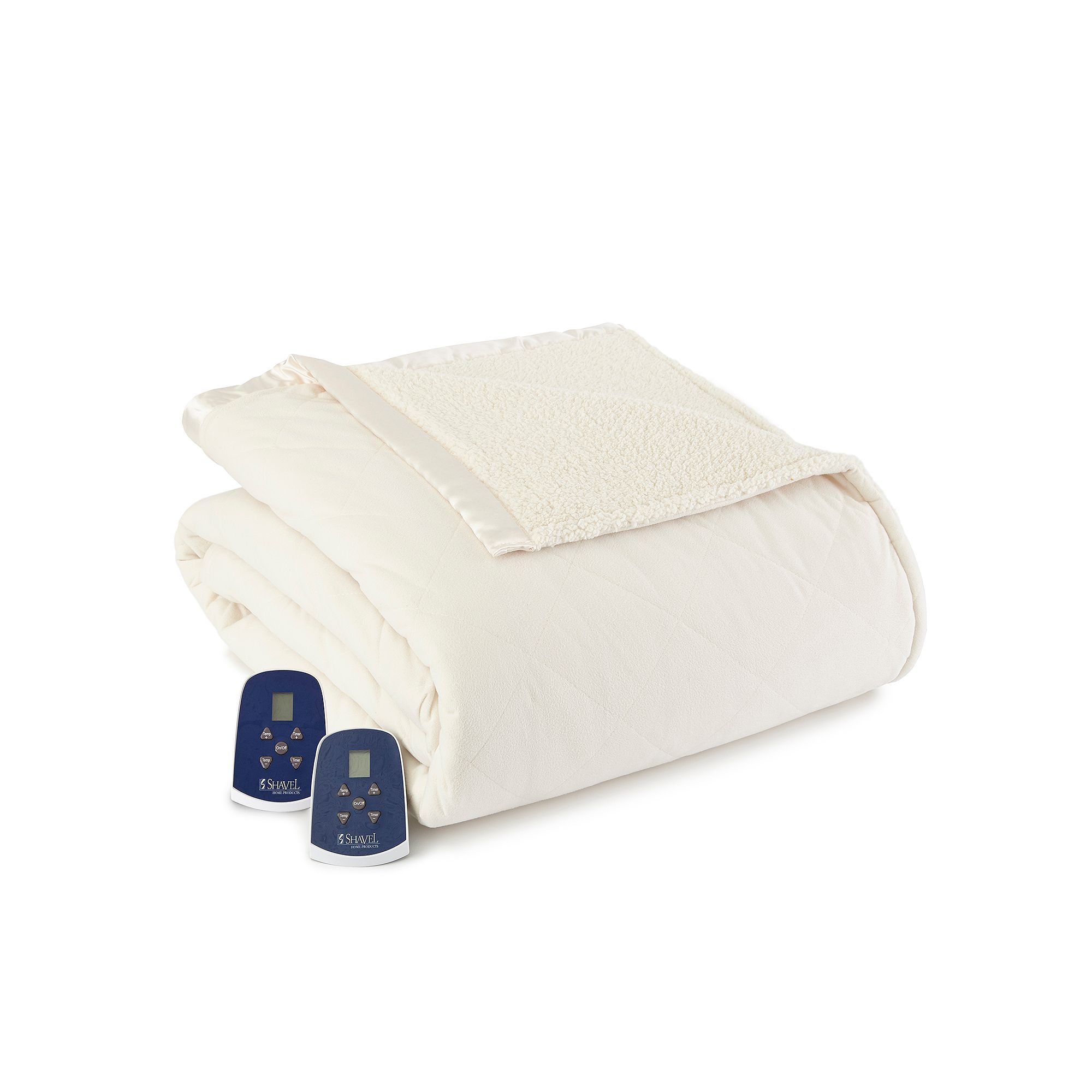 Micro Flannel® to Sherpa Heated Blanket, Ivory