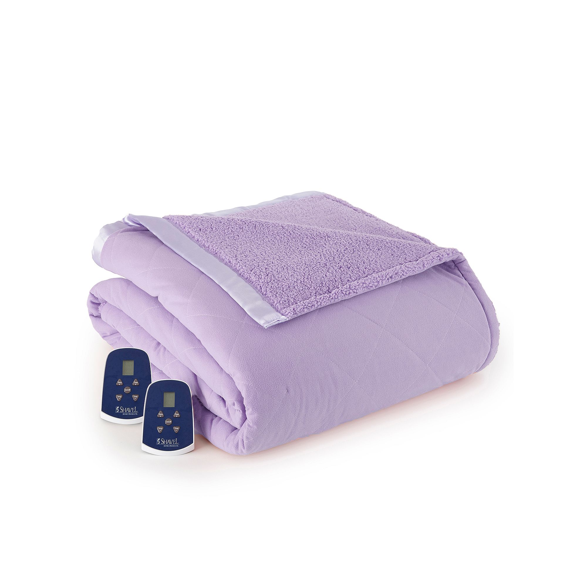 Micro Flannel® to Sherpa Heated Blanket, Purple