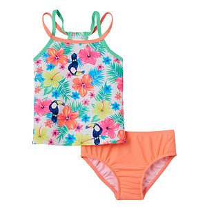 Baby Girl Carter's Tropical Flower Print Tankini Top & Bottoms Swimsuit Set
