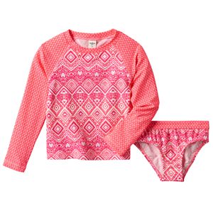 Baby Girl OshKosh B'gosh® Geometric Rashguard & Bikini Bottoms Swimsuit Set