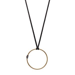 REED Long Faux Leather Cord Circle Necklace