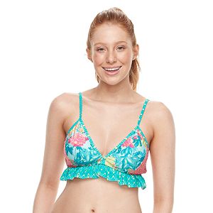 Juniors' Social Angel Ruffle Bikini Top