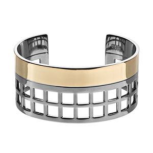 REED Two Tone Wide Geometric Openwork Cuff Bracelet