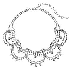 Apt. 9� Simulated Crystal Scalloped Choker Necklace