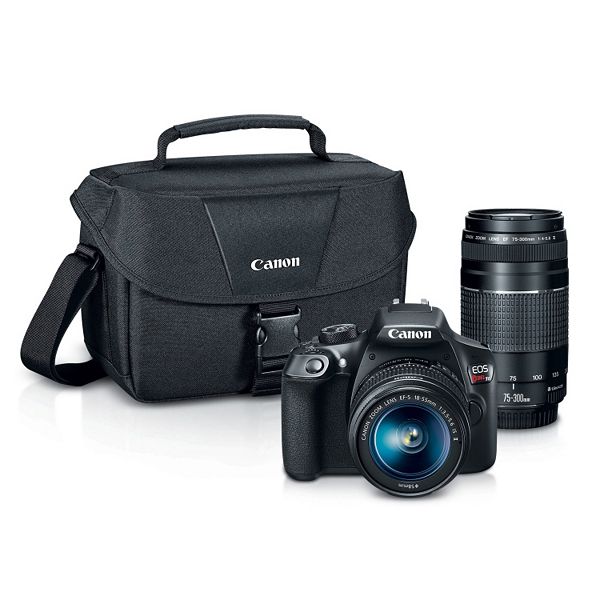 Canon EOS Rebel T6 DSLR Camera with EF-S 18-55mm + EF 75-300mm Lenses - 18-Megapixel Sensor Webcam Capability