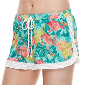 Juniors' Social Angel Floral Eyelet Soft Shorts