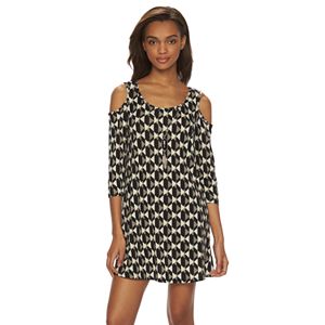Juniors' Lily Rose Printed Cold Shoulder Dress