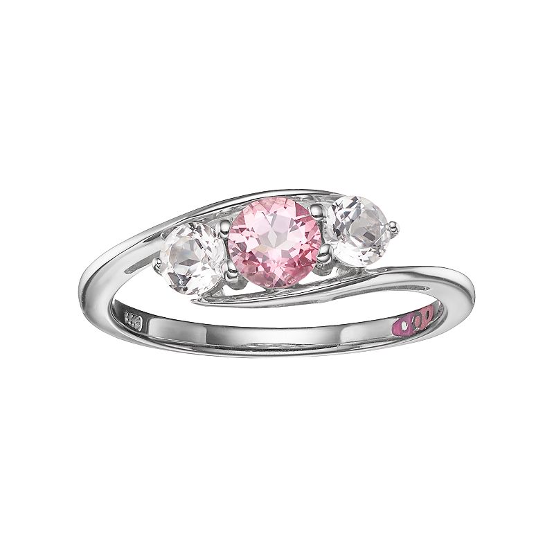 Diamond Splendor Sue Topaz 3-Stone Bypass Ring, Womens, Size: 7, Pink